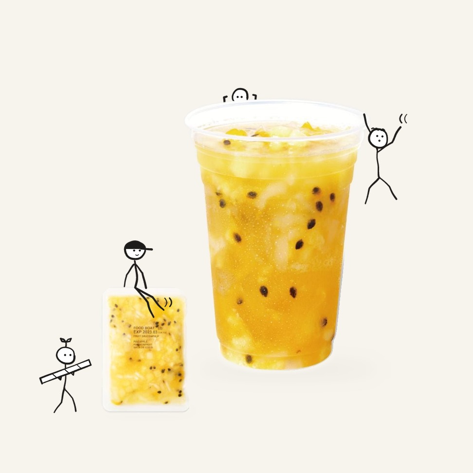 Frozen Fruit Sauce Pineapple & Passion Fruit & Nata de Coco 130g